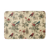 Vintage Christmas Blue Jay Red Mockingbird Badematte (Vorderseite)