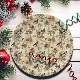 Vintage Christmas Blue Jay Red Mockingbird Pappteller