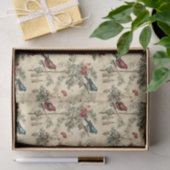 Vintage Christmas Blue Jay Red Mockingbird Seidenpapier (Geschenk)