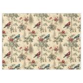 Vintage Christmas Blue Jay Red Mockingbird Tischdecke (Vorderseite (Horizontal))