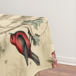 Vintage Christmas Blue Jay Red Mockingbird Tischdecke