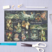 Vintage Christmas Blue Snowy Nacht Seidenpapier (Handwerk)