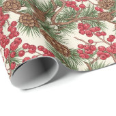 Vintage Christmas Botanical Seamless Geschenkpapier (Rolleneckpunkt)