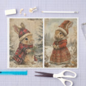 Vintage Christmas Bunnies - 2 Designs pro Blatt Seidenpapier (Handwerk)