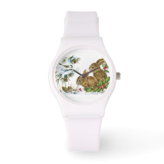 Vintage Christmas Bunnies Armbanduhr