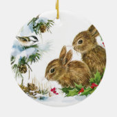 Vintage Christmas Bunnies Keramik Ornament (Hinten)