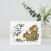 Vintage Christmas Bunnies Postkarte (Stehend Vorderseite)