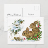 Vintage Christmas Bunnies Postkarte (Vorne/Hinten)