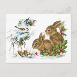 Vintage Christmas Bunnies Postkarte