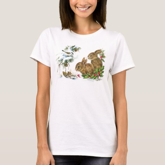 Vintage Christmas Bunnies T-Shirt (Vorderseite)