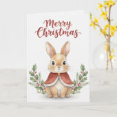 Vintage Christmas Bunny with Holly & Cape Card Karte (Gelbe Blume)