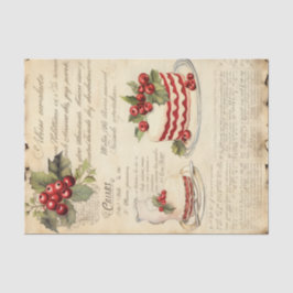 Vintage Christmas Cake Recipe Card Decoupage Seidenpapier