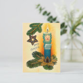 Vintage Christmas Candle Cartoon Feiertagspostkarte (Stehend Vorderseite)