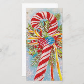 Vintage Christmas Candy Cane Feiertagskarte (Vorne/Hinten)