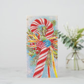 Vintage Christmas Candy Cane Feiertagskarte (Stehend Vorderseite)