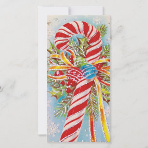 Vintage Christmas Candy Cane Feiertagskarte