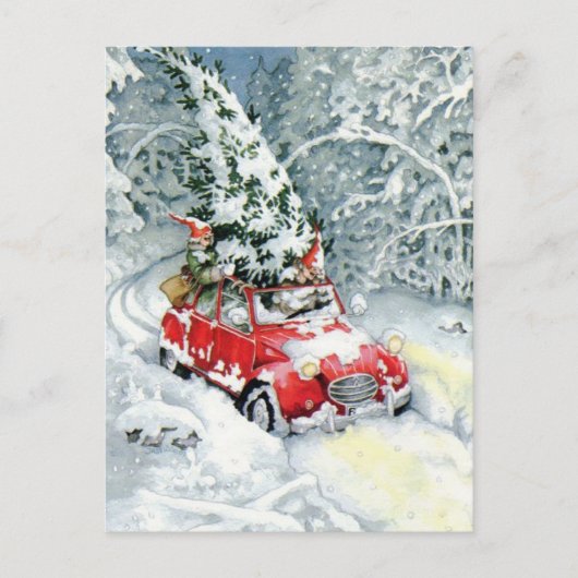 Vintage Christmas Car Feiertagspostkarte (Vorderseite)