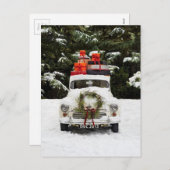 Vintage Christmas Car Feiertagspostkarte (Vorne/Hinten)