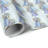 Vintage Christmas Card Blue Bells Wrapping Paper Geschenkpapier (Rolleneckpunkt)