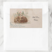 Vintage Christmas Card Funny Holly Pie Rechteckiger Aufkleber (Tasche)