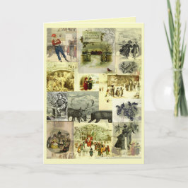Vintage Christmas Card Images Collage  Karte