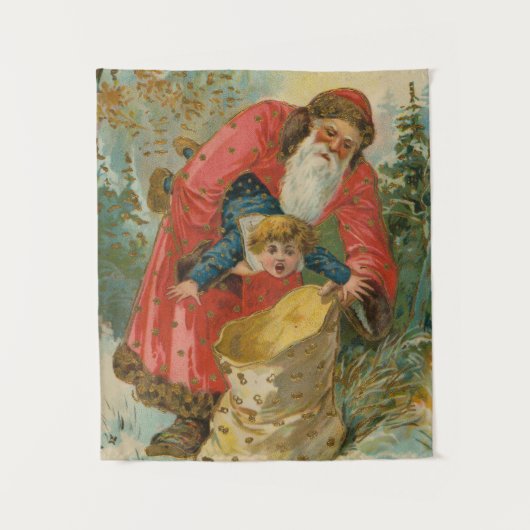 Vintage Christmas Card, Santa Claus, Naughty Child Wandteppich (Vorderseite)