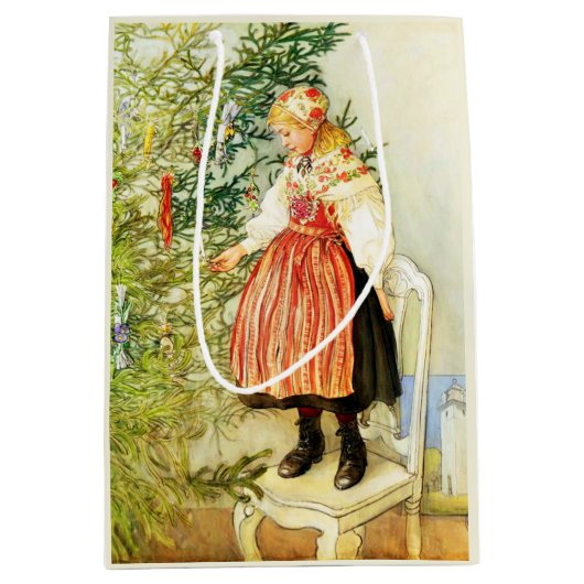 Vintage Christmas Carl Larsson Schwedisch Mittlere Geschenktüte (Vorderseite)