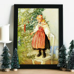 Vintage Christmas Carl Larsson Schwedisch Poster<br><div class="desc">Eine Weihnachtszene des schwedischen Künstlers Carl Larsson (1853 - 1919). Illustration eines Mädchens in einem traditionellen schwedischen Volkskraut,  das einen Weihnachtsbaum schmückt.</div>