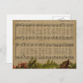 Vintage Christmas Carol Music Sheet Feiertagspostkarte (Vorne/Hinten)