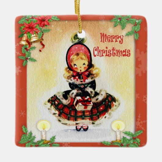 Vintage Christmas Caroler Keramikornament (Vorderseite)