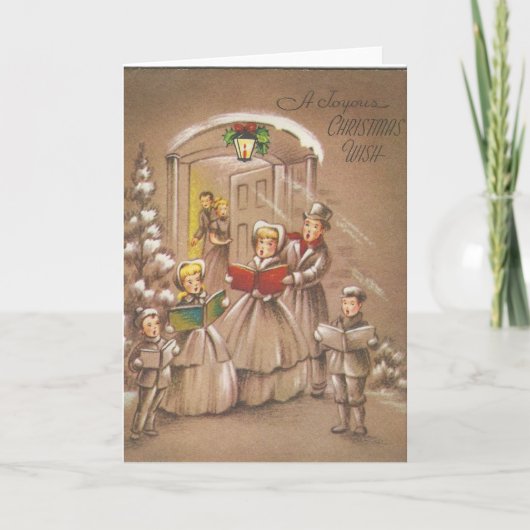 Vintage Christmas Carolers Feiertagskarte (Vorderseite)
