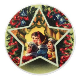 Vintage Christmas Carolers Keramik Knob Keramikknauf