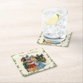 Vintage Christmas Carolers Weihnachten Rechteckiger Pappuntersetzer (Vor Ort)