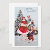 Vintage Christmas Caroling Feiertagskarte (Vorne/Hinten)