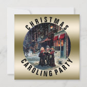 Vintage Christmas Caroling Party | Gold Viktoriani Einladung (Vorderseite)