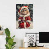 Vintage Christmas Cat Print, Retro Holiday Poster (Heimbüro)