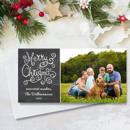 Vintage Christmas Chalkboard Calligraphy Foto Feiertagskarte