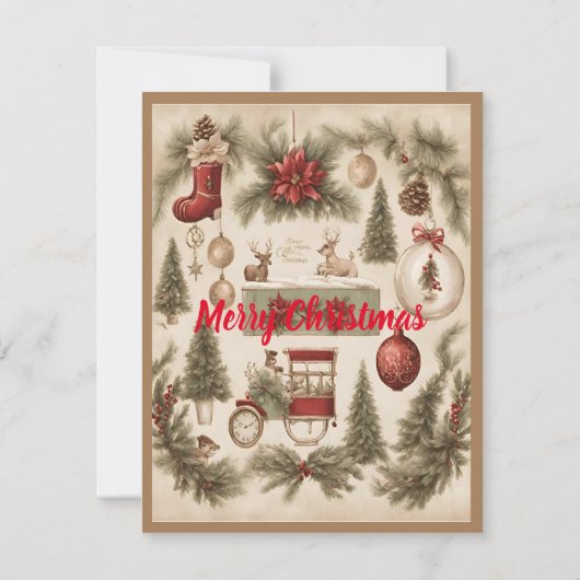 Vintage Christmas Charm Einladung (Rückseite)