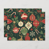 Vintage Christmas Cheer Pattern Feiertagspostkarte (Vorne/Hinten)
