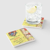 Vintage Christmas Cheer Steinuntersetzer (Seitenansicht)