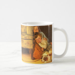 Vintage Christmas Children Waiting for Santa Claus Kaffeetasse