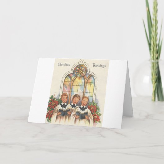 Vintage Christmas Choir Boys Feiertagskarte (Vorderseite)