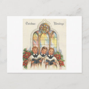Vintage Christmas Choir Boys Feiertagspostkarte
