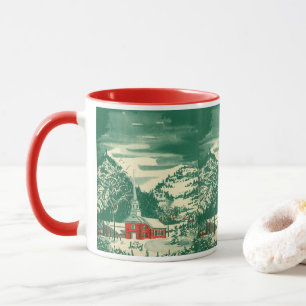 Vintage Christmas Church, Snowscape in Winter Tasse