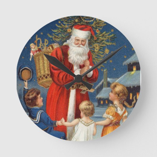 vintage christmas clock runde wanduhr (Vorderseite)