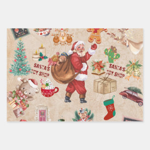Vintage Christmas Collage Decoupage Geschenkpapier Set
