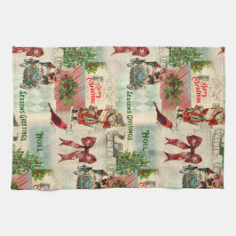 Vintage Christmas Collage Geschirrtuch