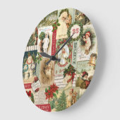 VINTAGE CHRISTMAS COLLAGE GROßE WANDUHR (Winkel)