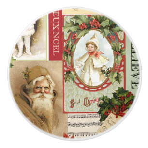 VINTAGE CHRISTMAS COLLAGE KERAMIKKNAUF