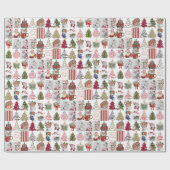 Vintage Christmas Collage | Retro Holiday Geschenk Geschenkpapier (Flach)